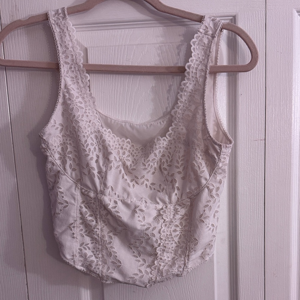 PINK Victoria's Secret White Lace Tank Top